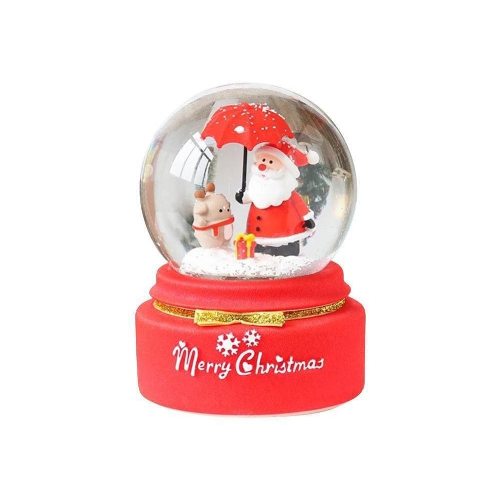 Base de resina para caixa de música Christmas Santa Snow Globe com rotação