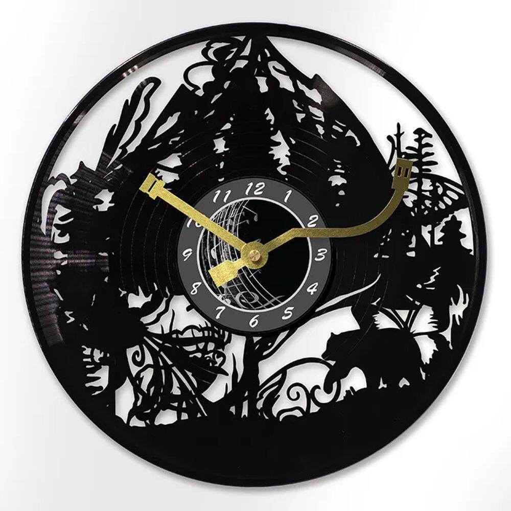 Relógio de parede Nature Forest Vinyl Record Non-Ticking 30cm