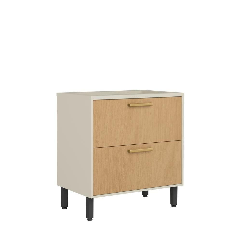 Balcão Cooktop Gavetão E Porta Basculante Nogal Bertolini Dourado/areia