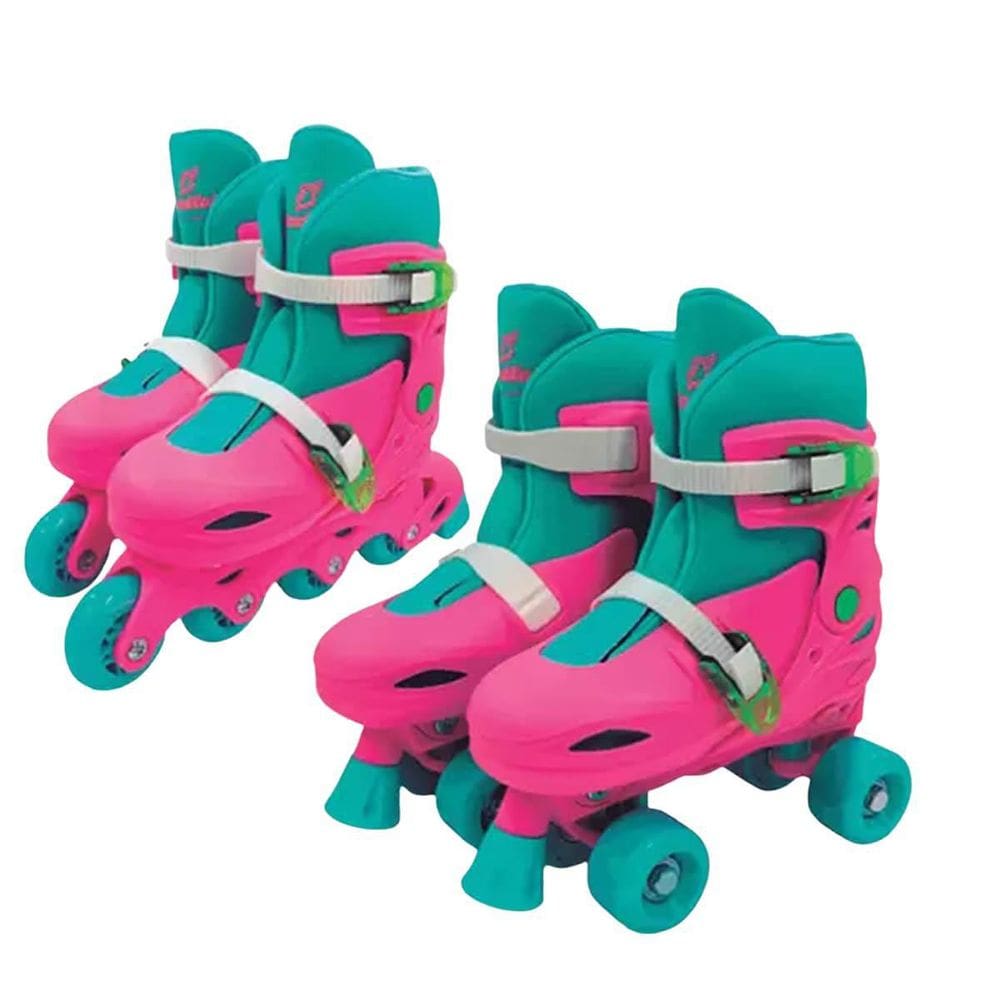 Patins Ajustável 2 Em 1 In Line E 4 Rodas 34-37 Fenix Rosa