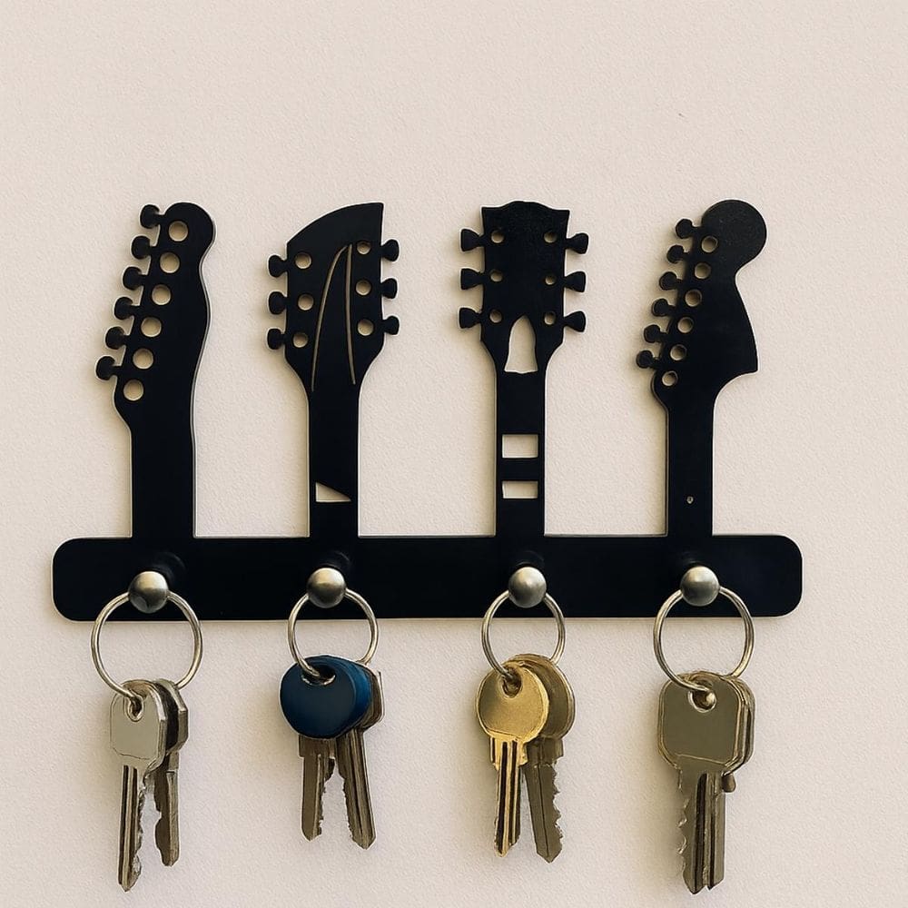 Porta Chave Parede Decorativo Organizador Ganchos Guitarras