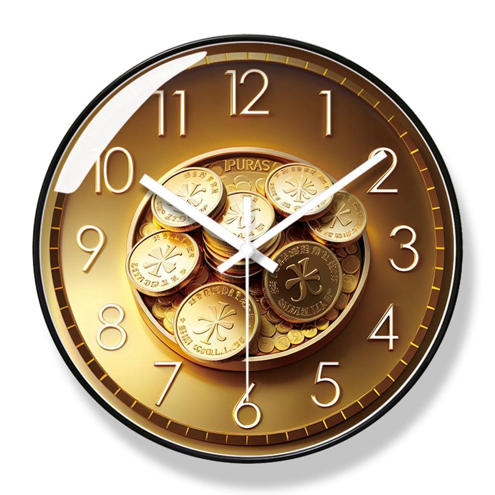 Relógio de parede Vintage Coin 30 cm Silent Quartz Gold