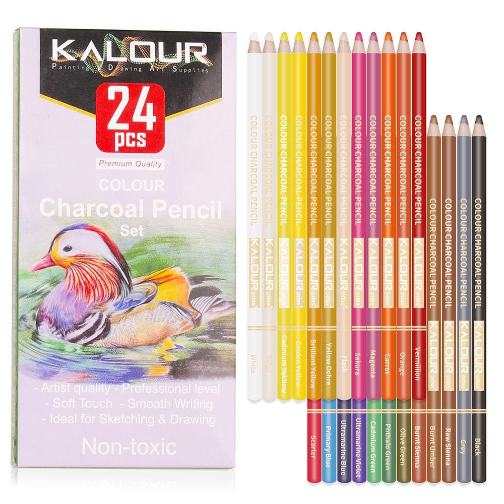 Conjunto de lápis de carvão colorido de 35 peças — Qualidade artística premium