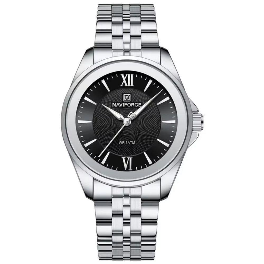 Relógio Redondo Feminino Design Simples Em Aço Inoxidável 3atm Prata