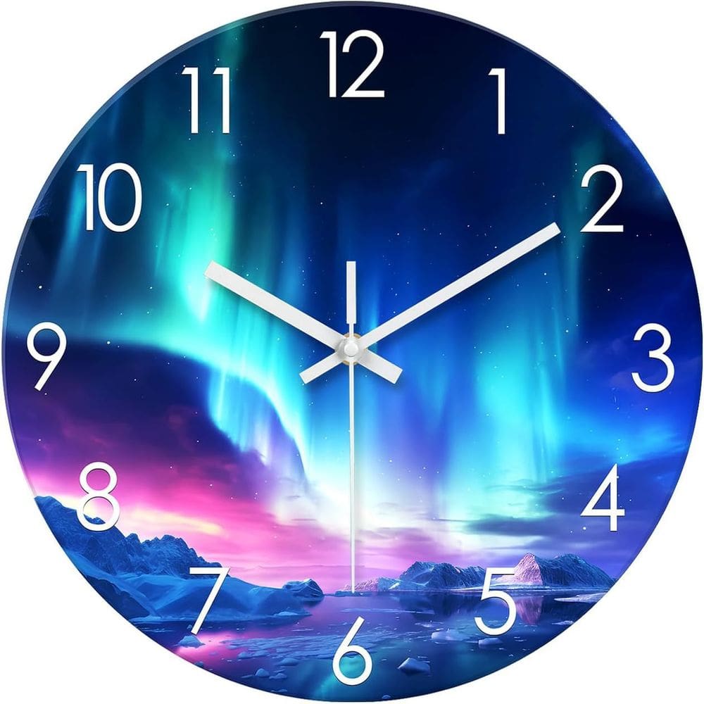 Relógio de parede Aurora Borealis Design 30 cm silencioso sem tique-taque