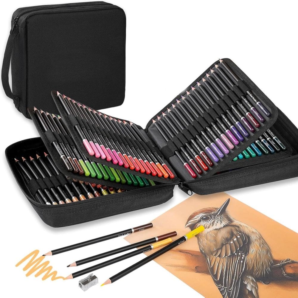 Conjunto de lápis Sketch, 57 unidades com lápis de grafite e lápis de cor