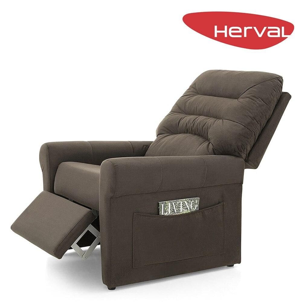 Poltrona Reclinável Herval Live, Veludo Molhado Marrom
