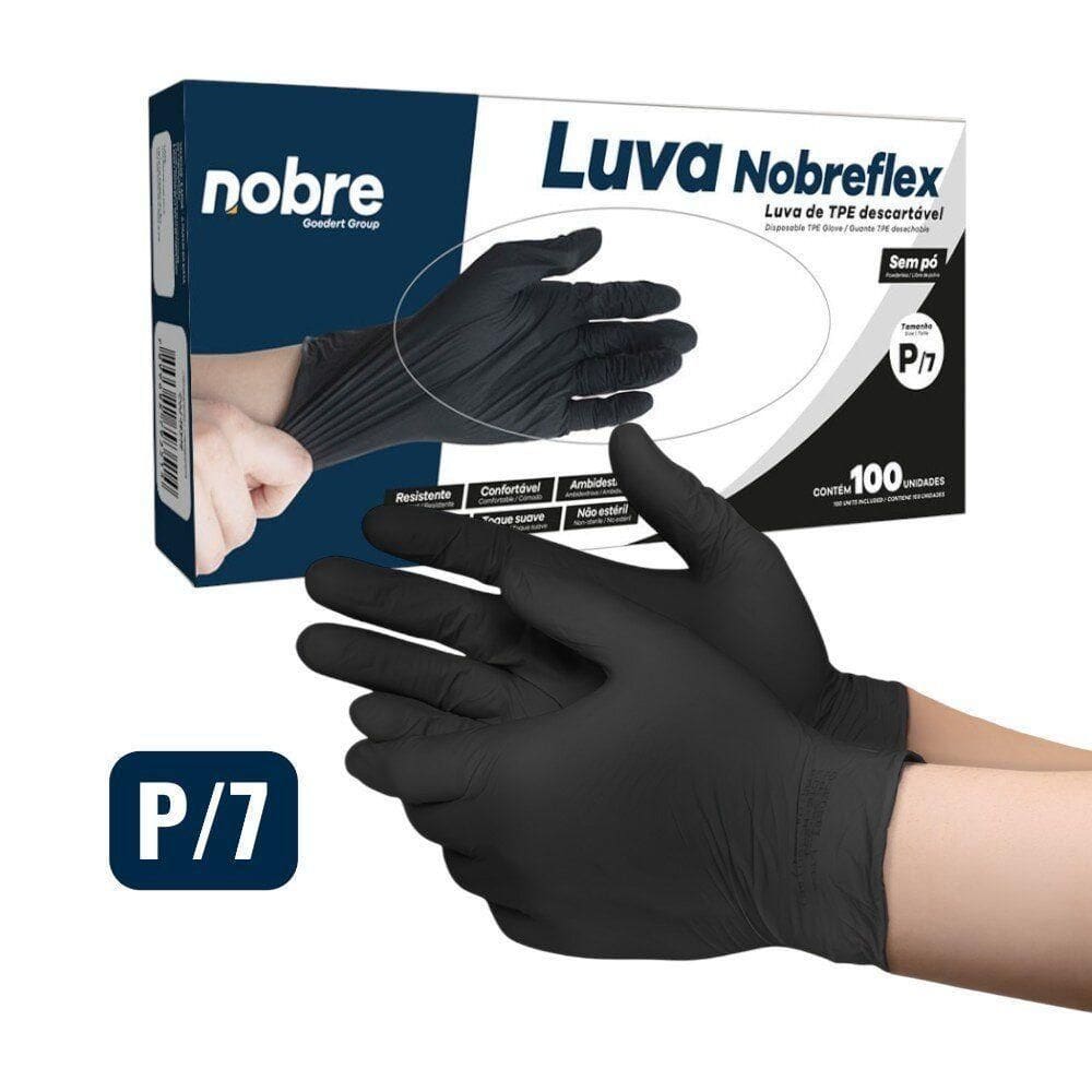 Luvas Tpe Descartáveis Pretas - Conforto E Proteção Para Cozinha E Estética - 100 Unidades