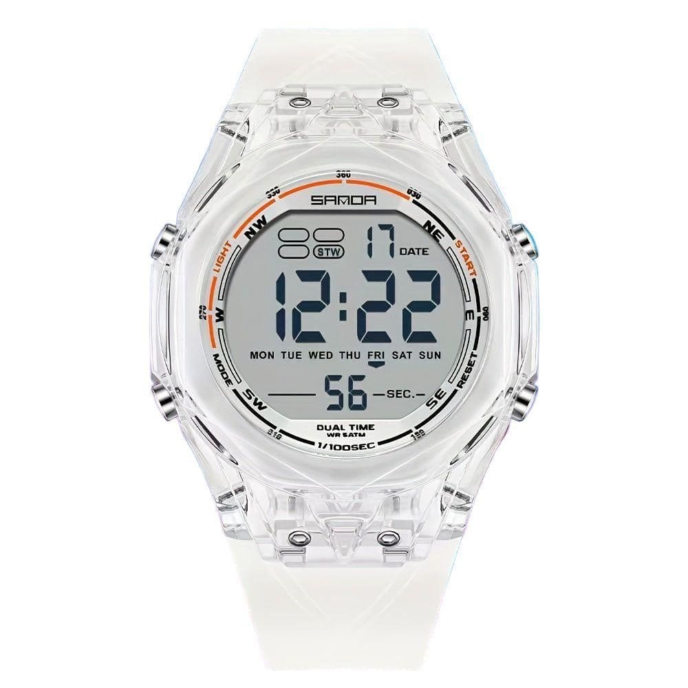 Relógio Masculino De Design De Moda Marca Sanda Digital Branco