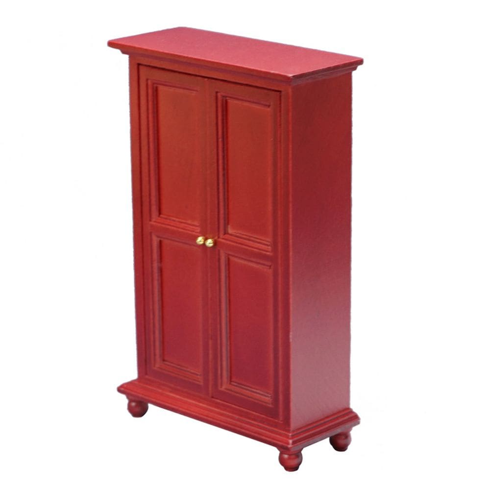 Armário de casa de bonecas de madeira em miniatura feito à mão em escala 1:12