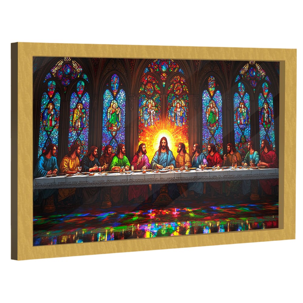 Quadro Decorativo Santa Ceia Estilo Vitral
