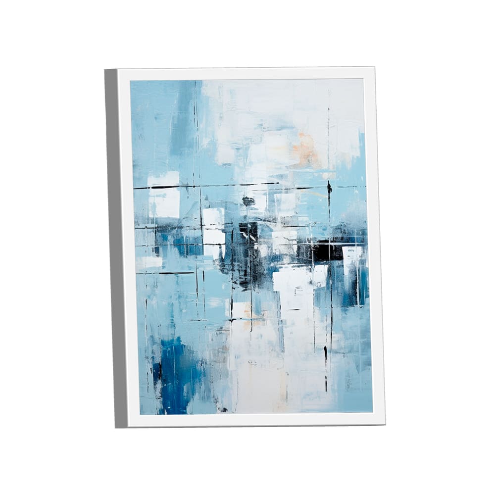 Quadro Decorativo Abstrato Tons Azul Cinza