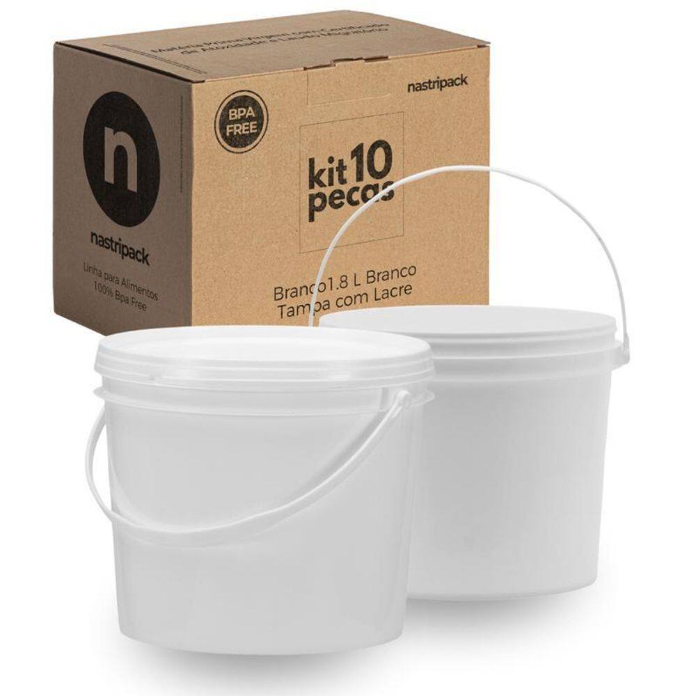 Balde 1.8 Litros Branco Para Banho 10 Pçs