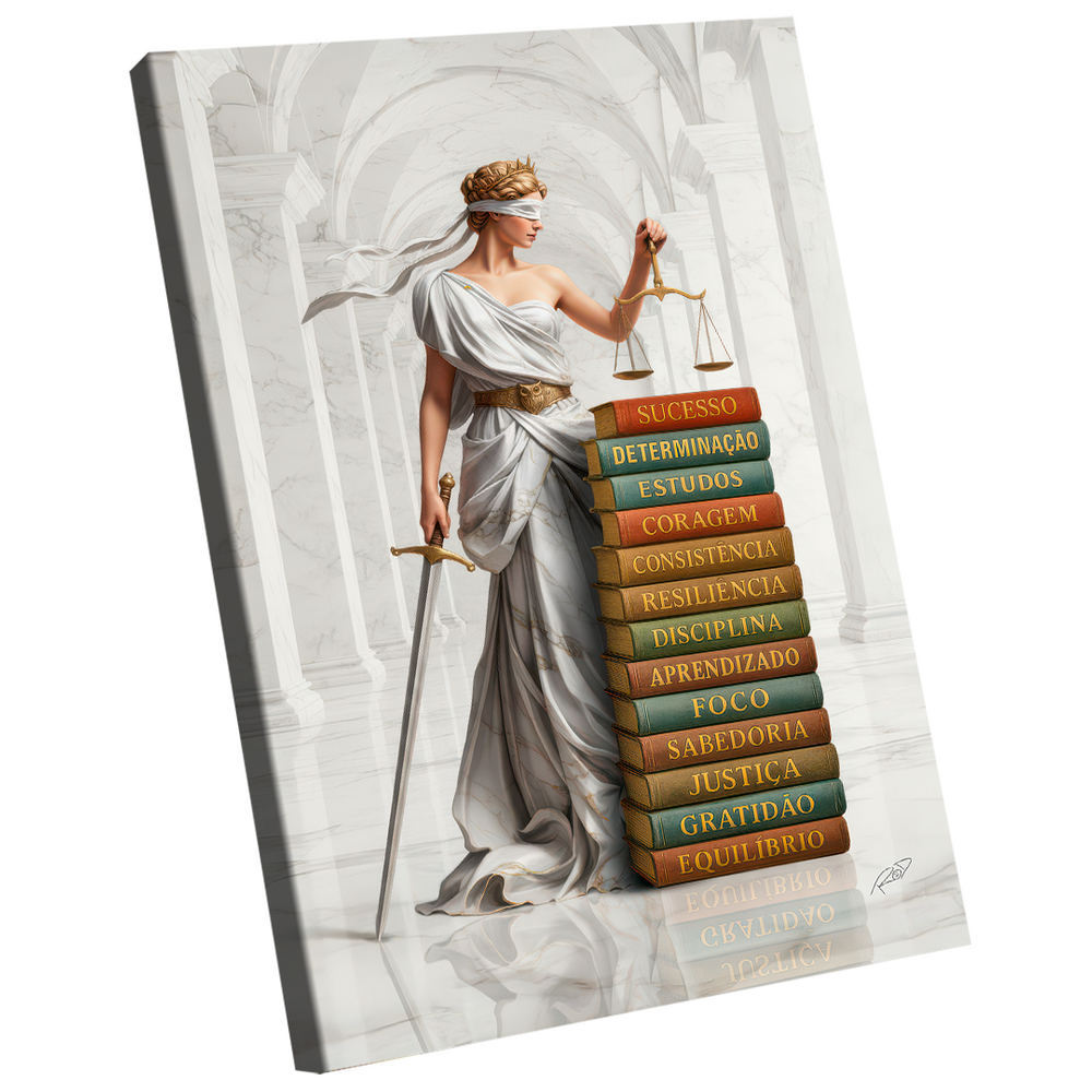 Quadro Decorativo Deusa da Justiça Livros