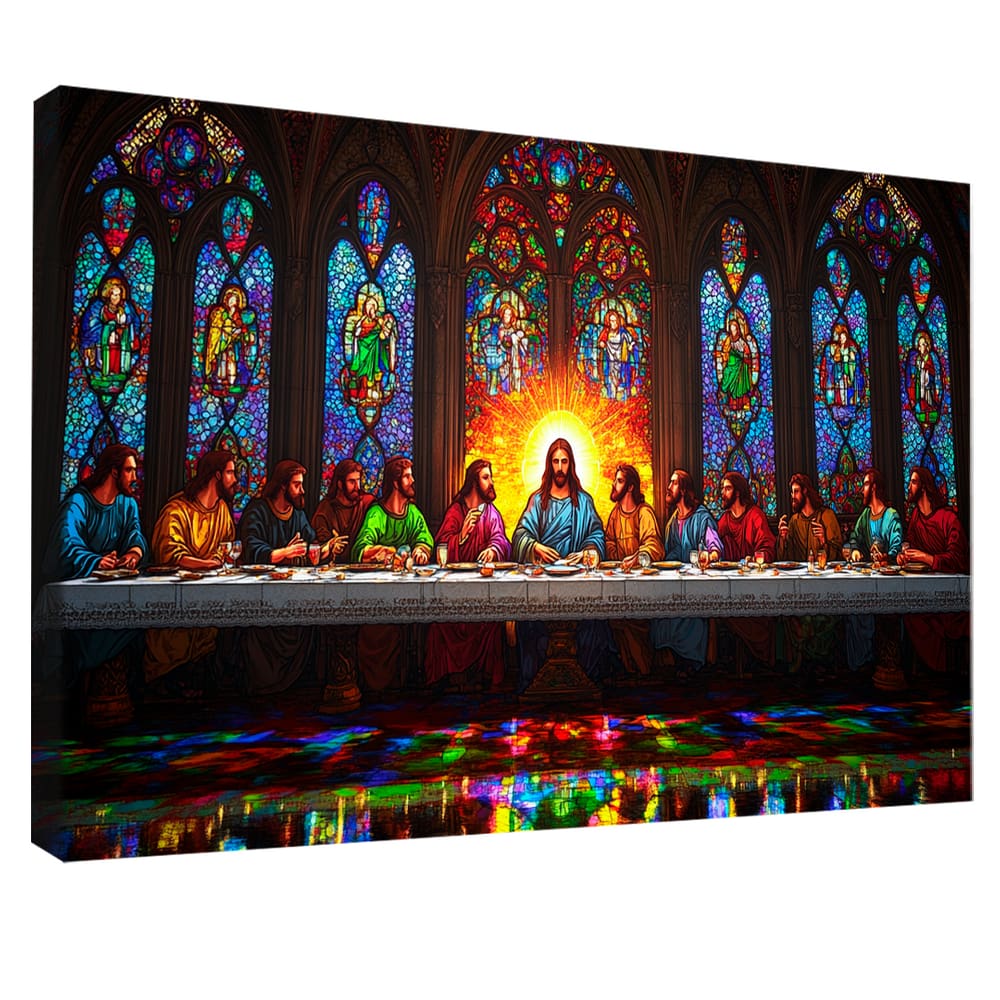 Quadro Decorativo Santa Ceia Estilo Vitral