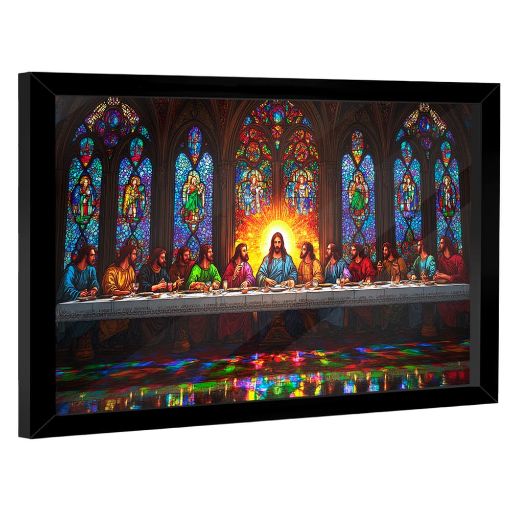 Quadro Decorativo Santa Ceia Estilo Vitral