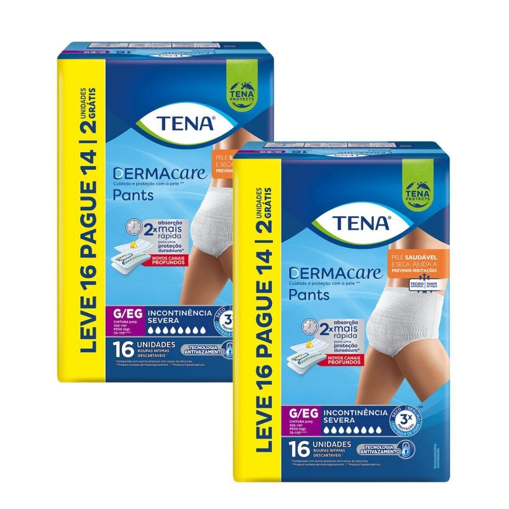 Kit 2 Roupa Íntima Tena Dermacare Pants G/EG com 16 Unidades