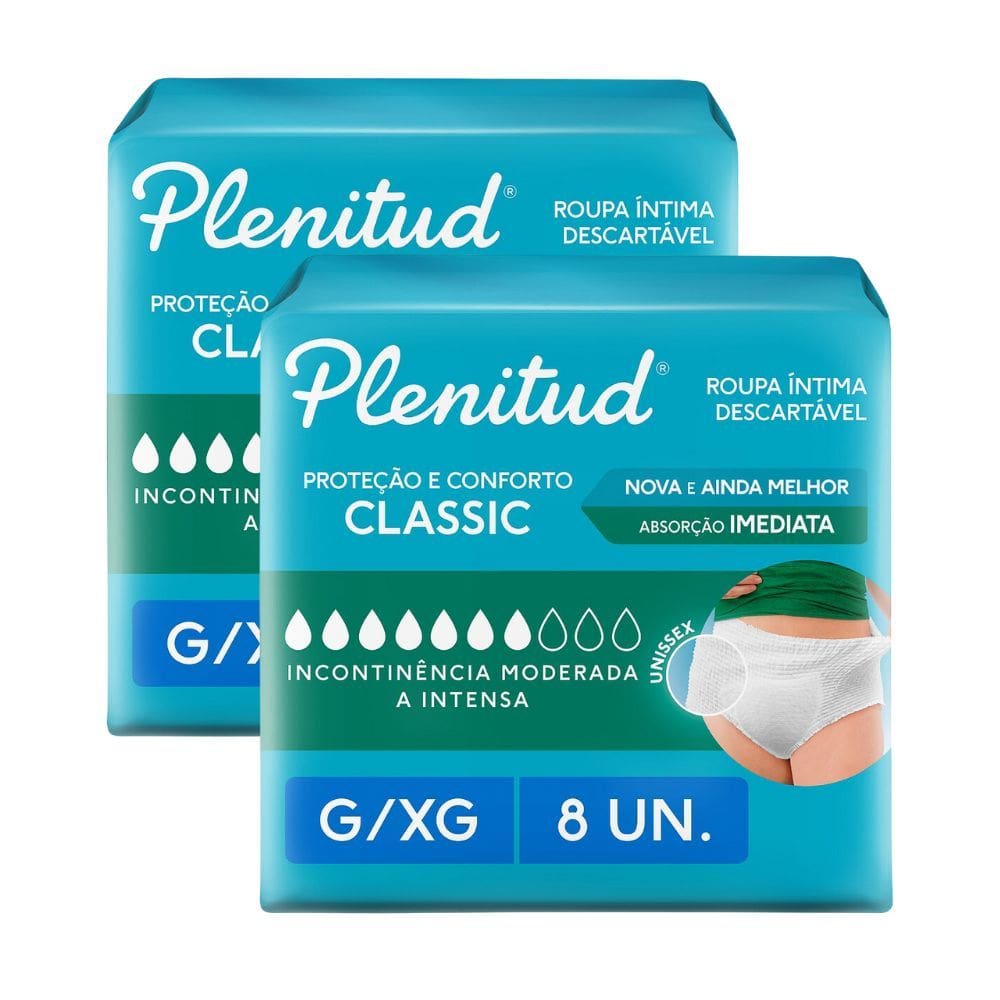 Kit 2 Roupa Íntima Plenitud Classic Tamanho G/XG 8 Unidades
