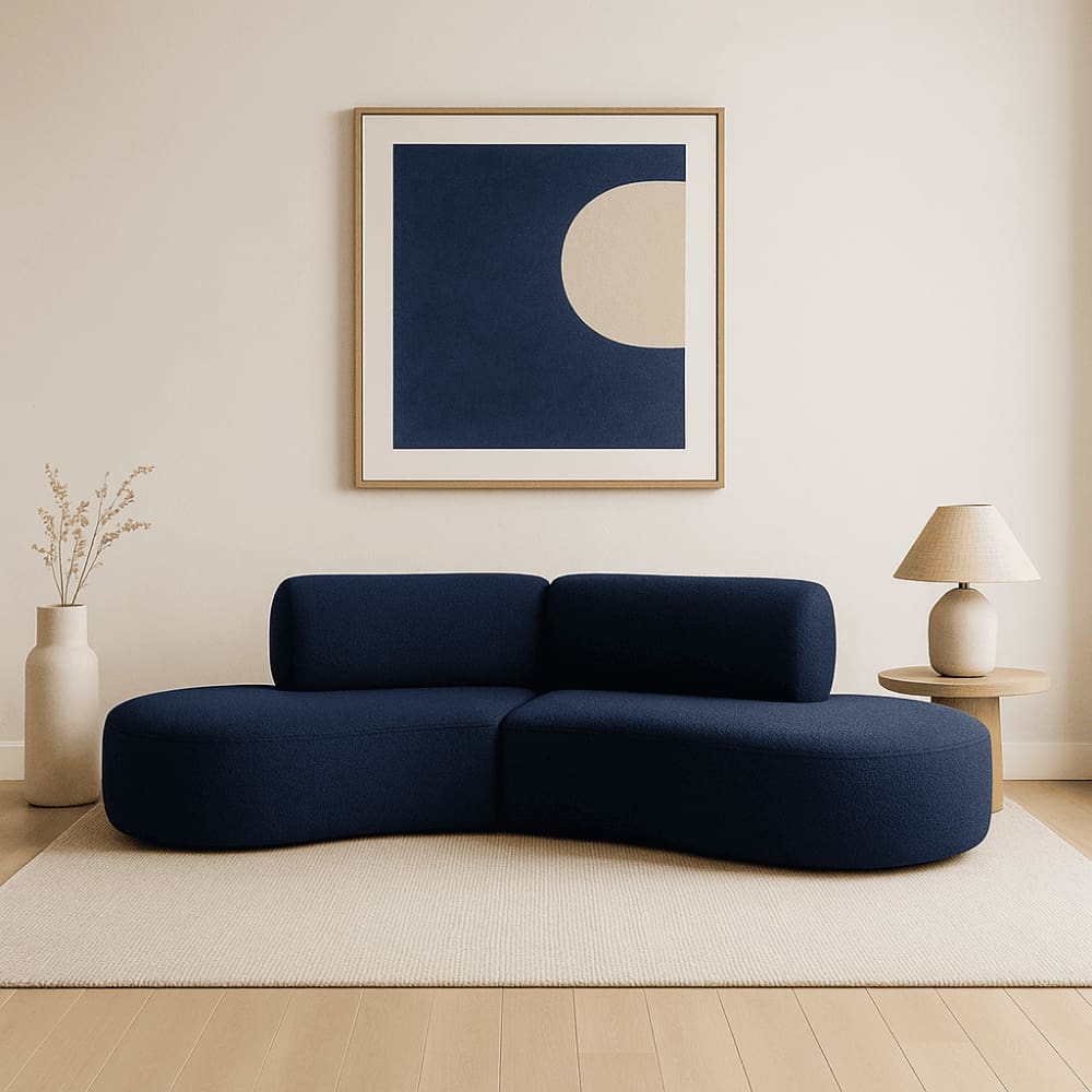 Sofá Orgânico Módulo Curvo Savana Boucle Azul Marinho - Montanari`s Decor