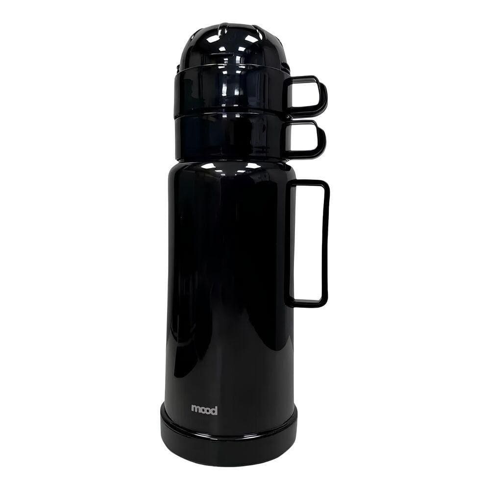 Conjunto Elegante De Garrafa Térmica Preta Com 2 Xícaras - Estilo E Conforto Em Cada Gole