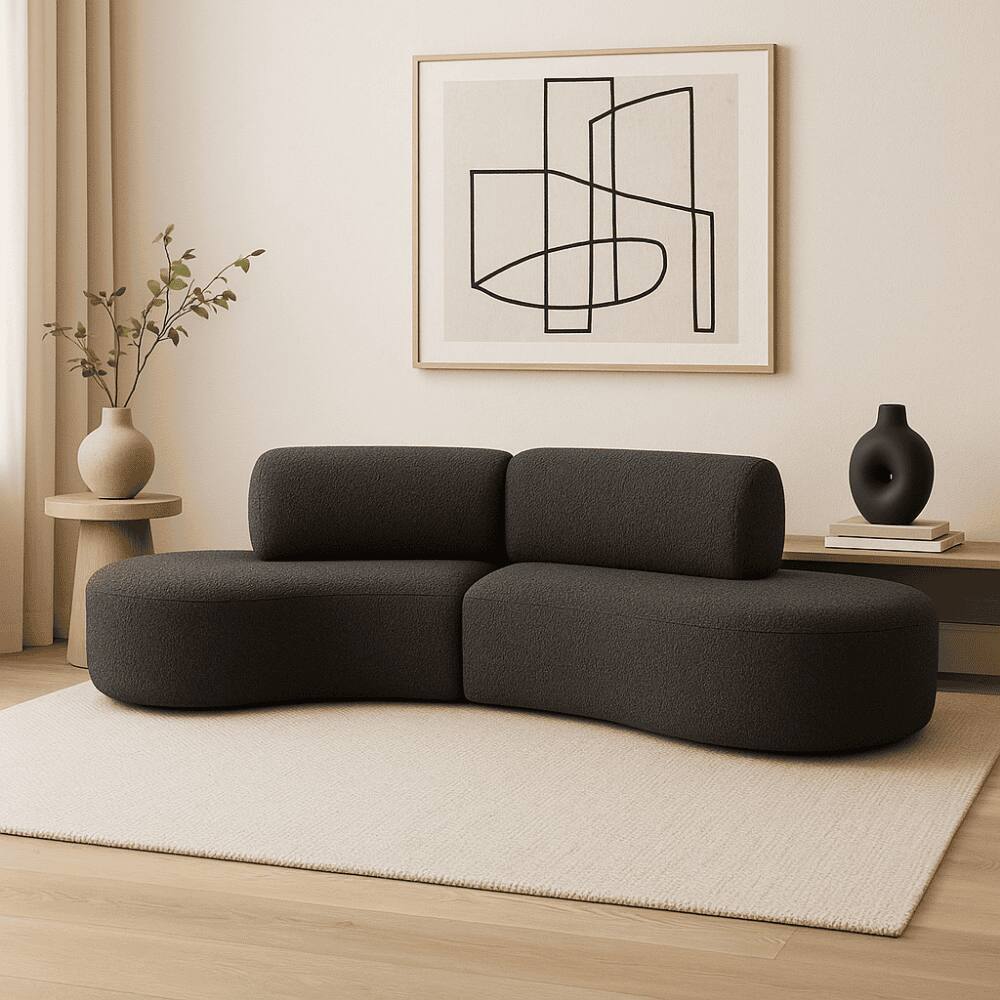 Sofá Orgânico Módulo Curvo Savana Boucle Cinza Escuro - Montanari`s Decor