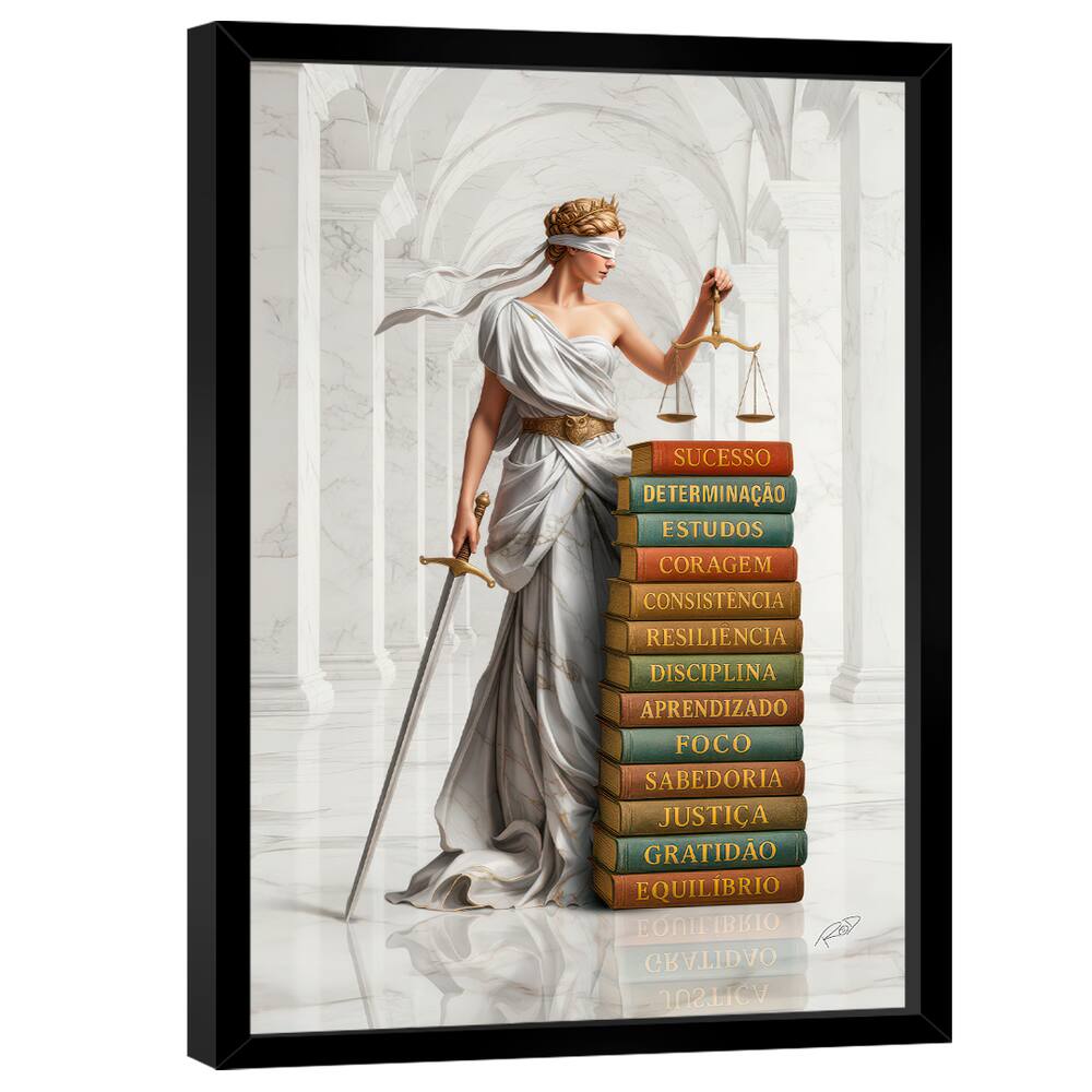 Quadro Decorativo Deusa da Justiça Livros