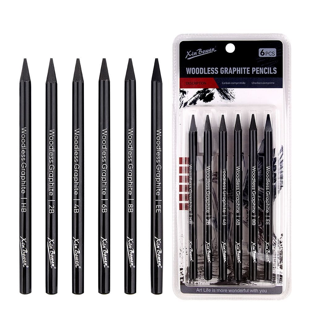 Conjunto de lápis de grafite Woodless 9 unidades HB 2B 4B 6B 8B e EE
