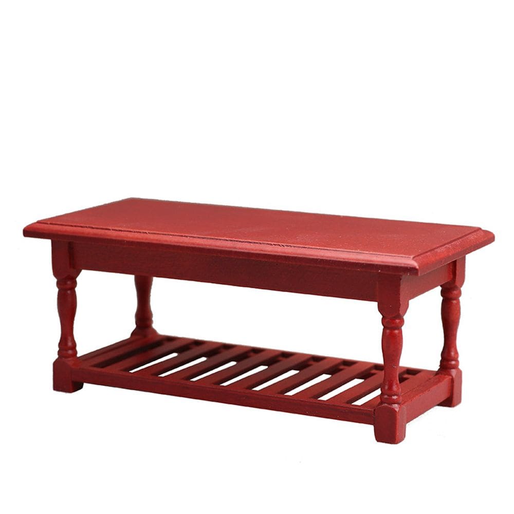 Mesa de jantar de madeira vermelha em miniatura Dollhouse Furniture 1:12
