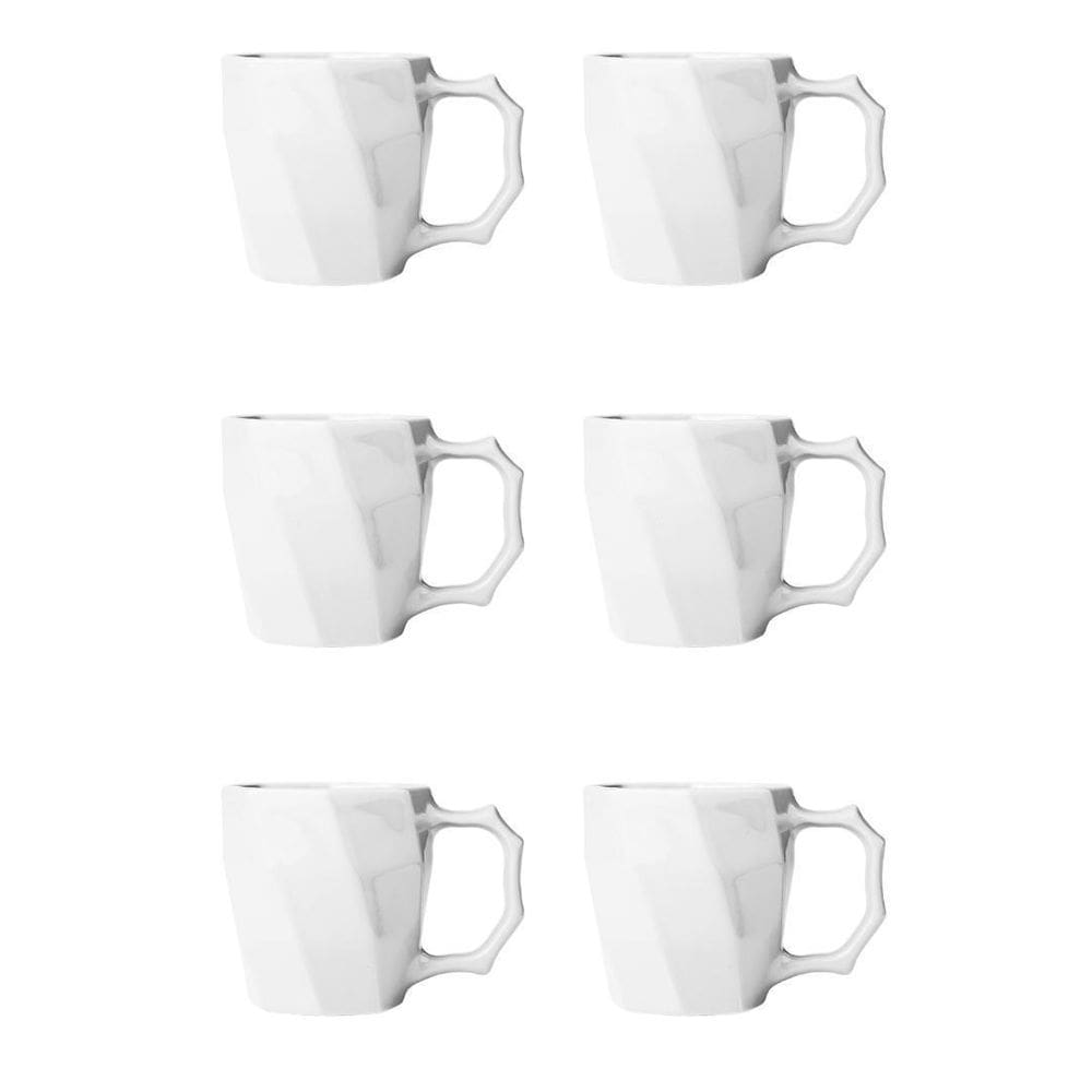 Jogo De Canecas Cerâmica Xícara Café Leite Kit 6 Unid Branco