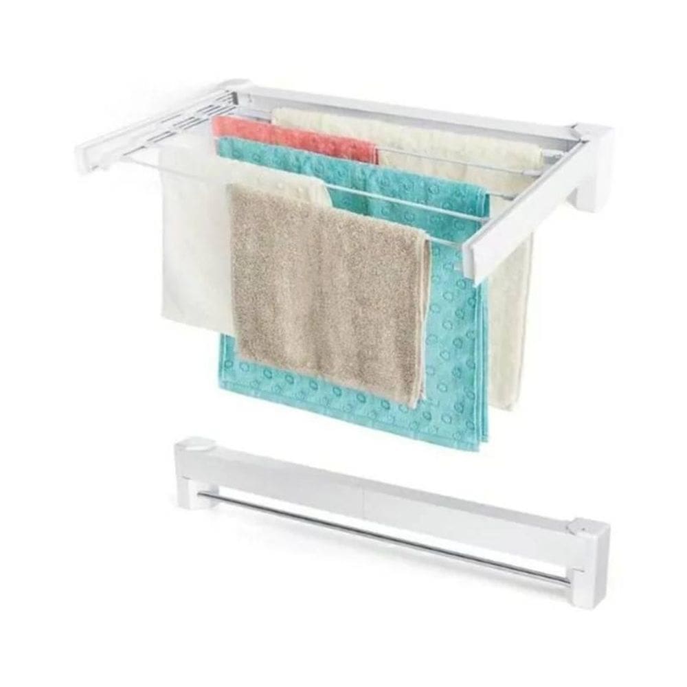 Varal Retrátil Branco Dobrável 5 Varetas 70Cm X 37Cm 5 Kilos