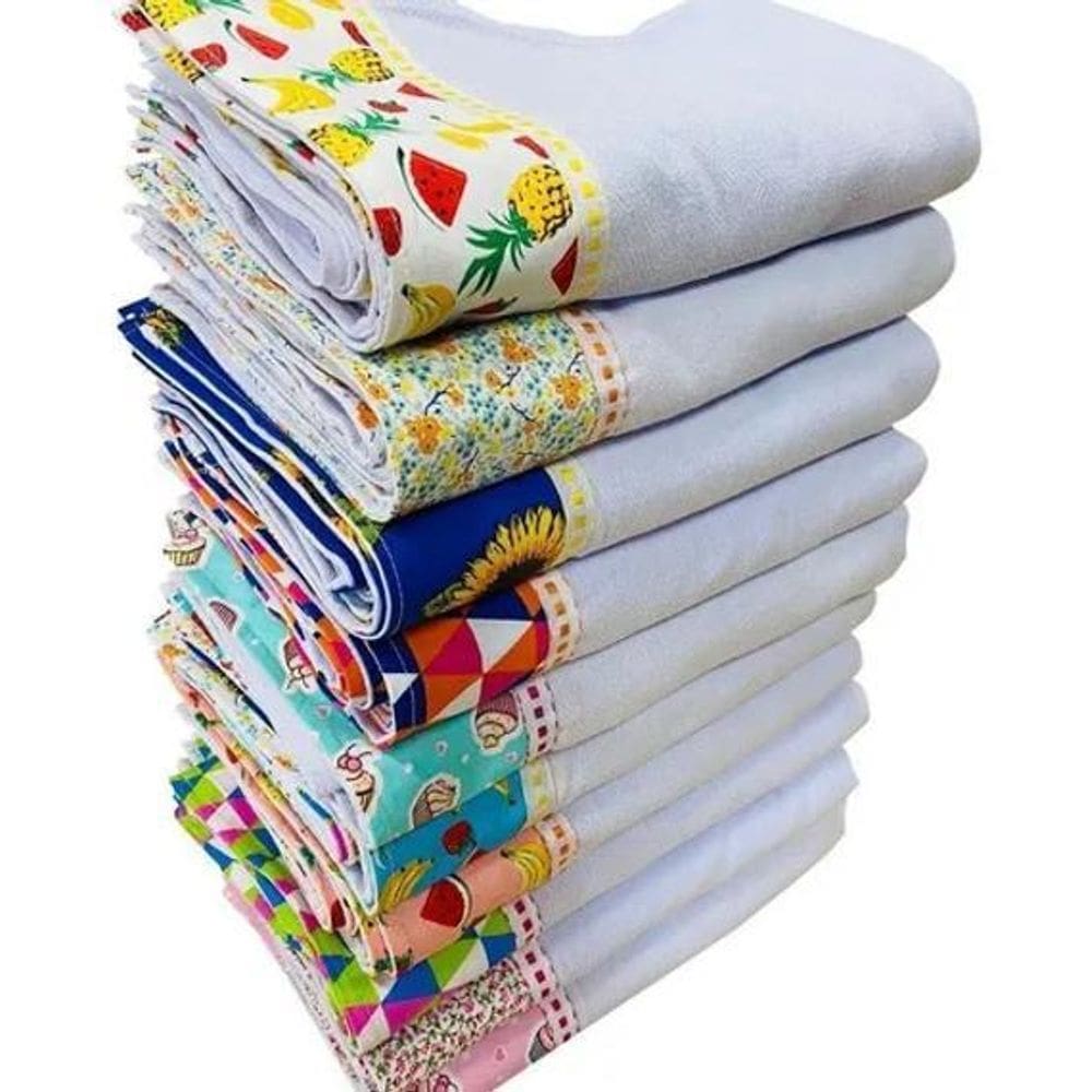 2X Pano De Prato  Barrado Premium Kit Com 5 Peças Rub