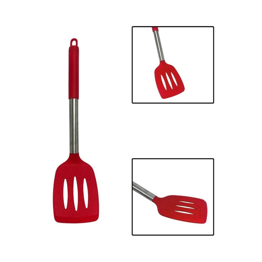 Espátula Silicone Inox Vermelho Linha Facile