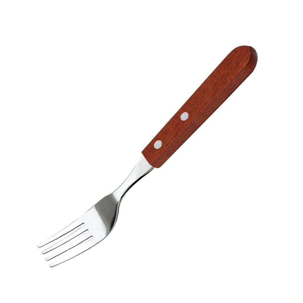 Kit 12 Garfo De Mesa Com Cabo De Madeira