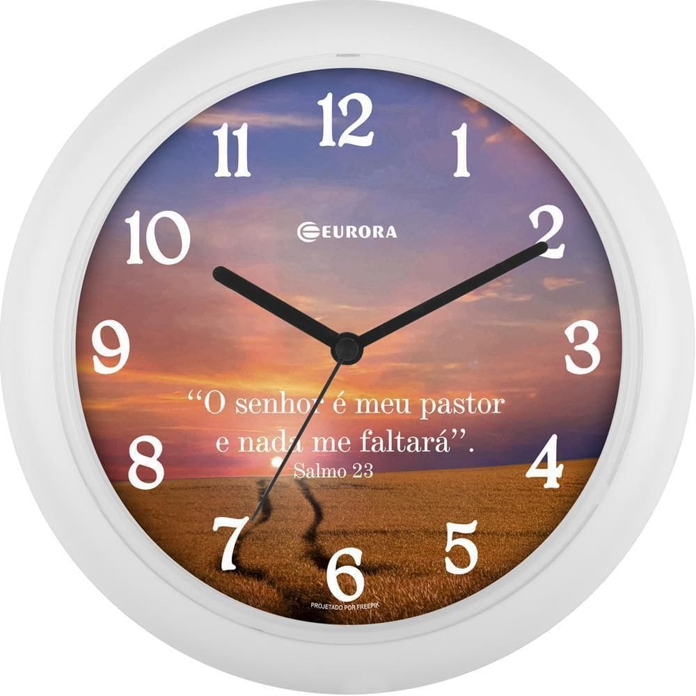 Relógio De Parede Eurora Ref: 655800-021 Branco Salmo 23