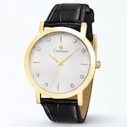 Relogio feminino dourado pulseira de couro 36mm Champion CN24226H