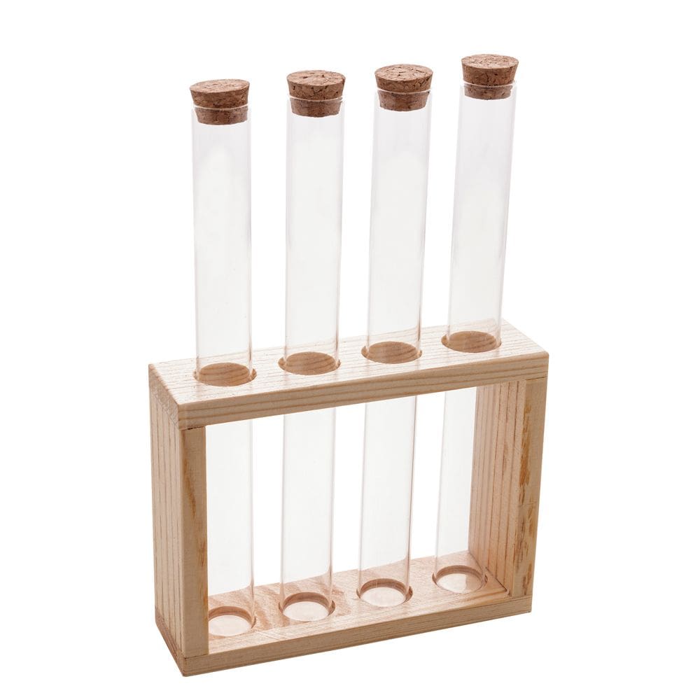 Cj 4 Potes de Vidro 50ml P/Temperos e Condimentos C/Tampa de Cortiça e Suporte de Bambu Lyor