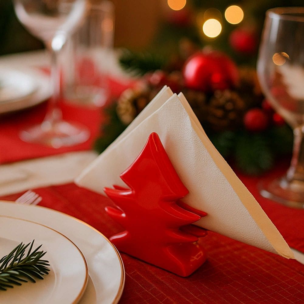 Porta Guardanapo Christmas Toy de Cerâmica Vermelho - Scalla