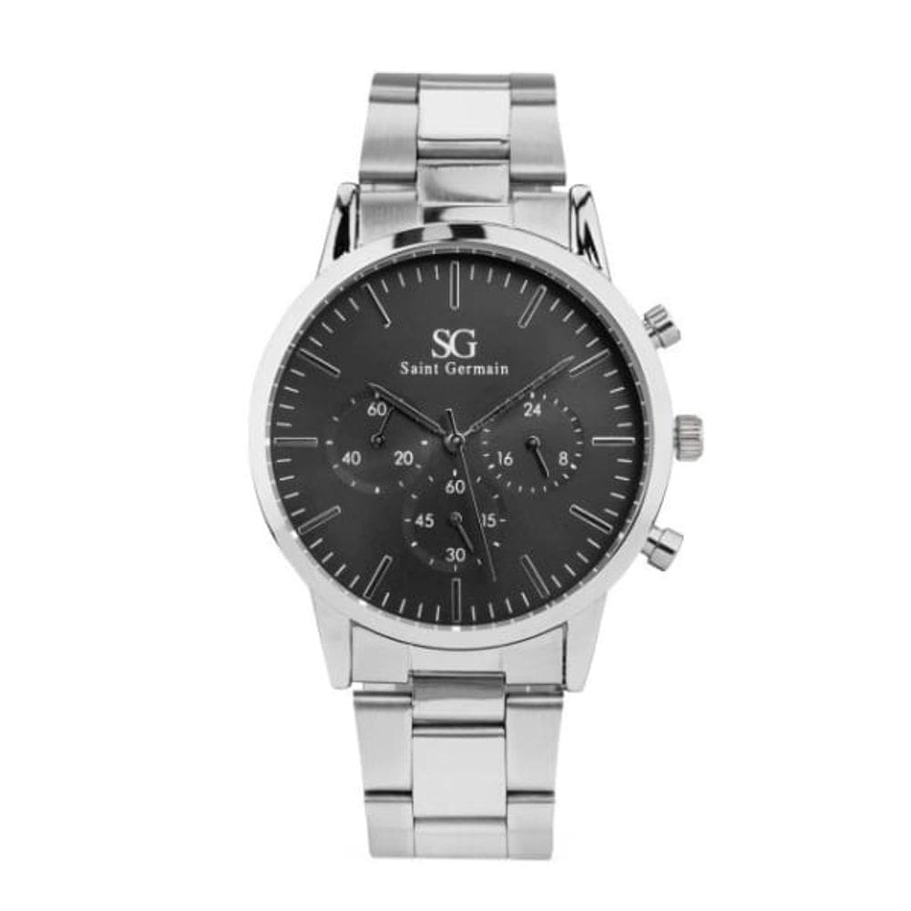 Relógio masculino Chrono Black Silver 42mm Saint Germain