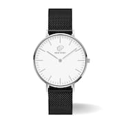 Relógio Masculino prata minimalista pulseira preta 40mm New Port