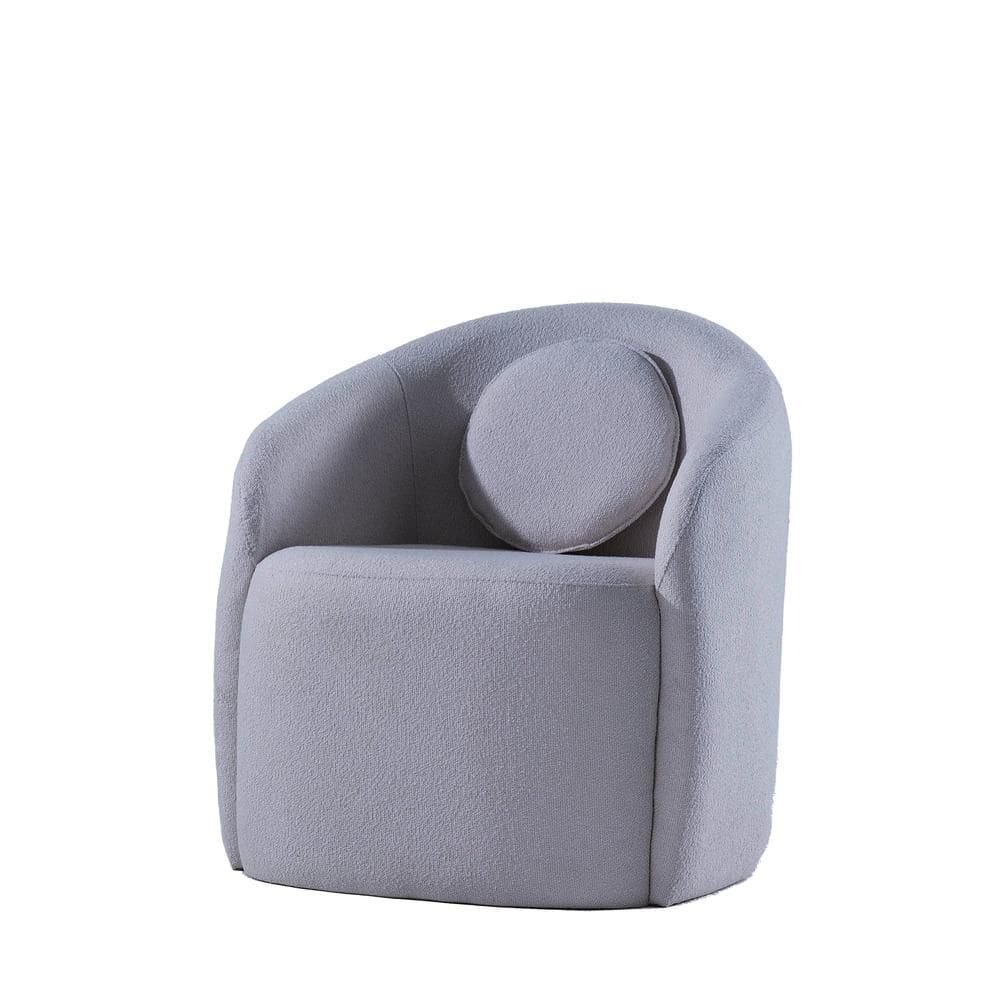 Poltrona Giratória Estofada com Almofada Nuvia - Linho Texturizado Cinza