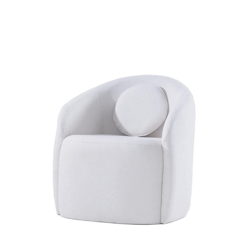 Poltrona Giratória Estofada com Almofada Nuvia - Linho Texturizado Off White