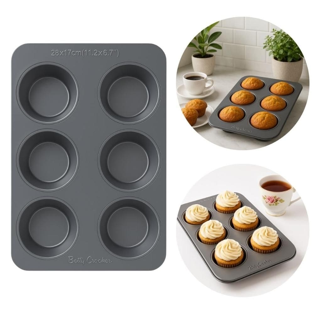 Forma 6 Muffin`s Mini Bolinhos Cupcakes Torta Betty Crocker