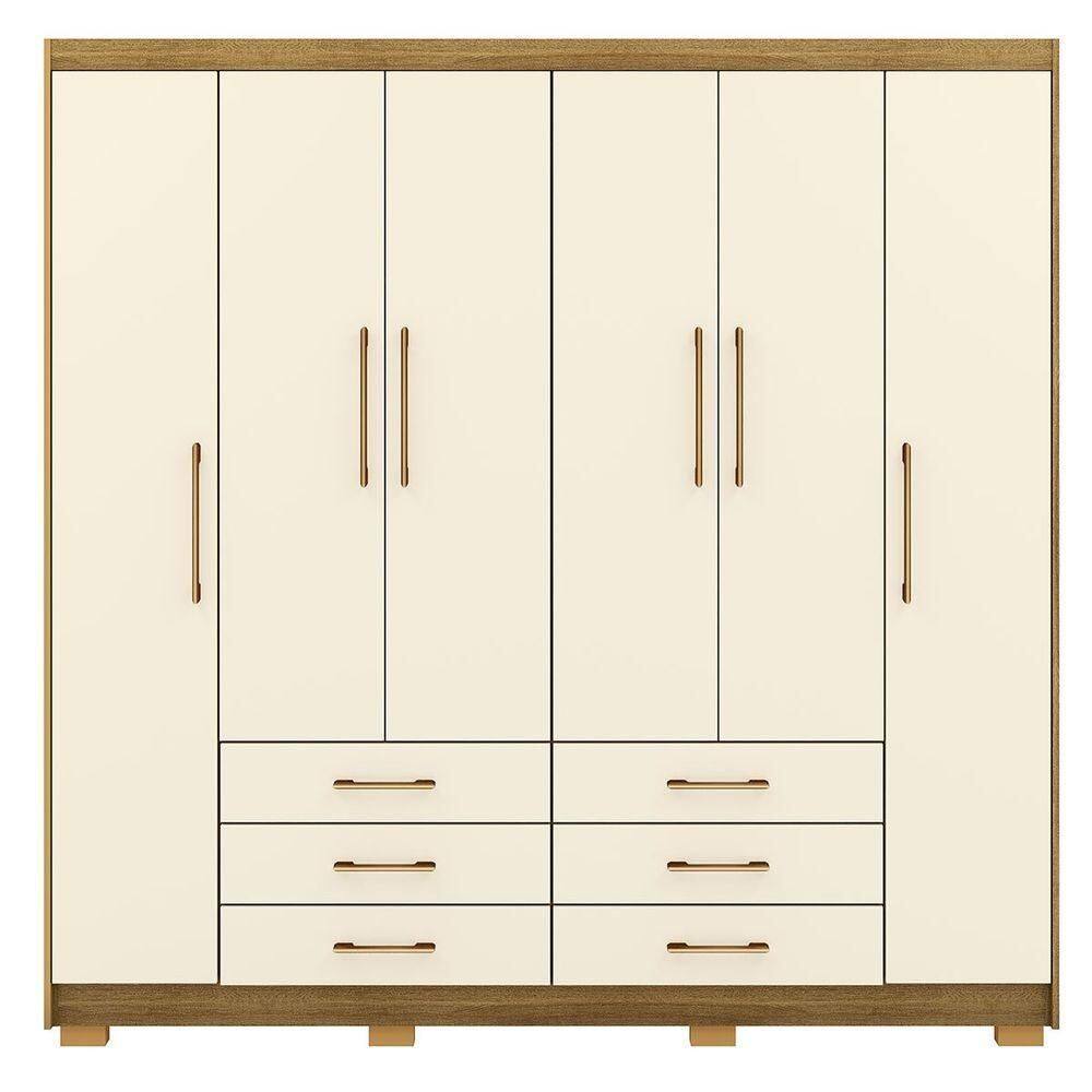 Guarda-roupa Casal 6 Portas 6 Gavetas 100% Mdf Cadence Nature-champagne