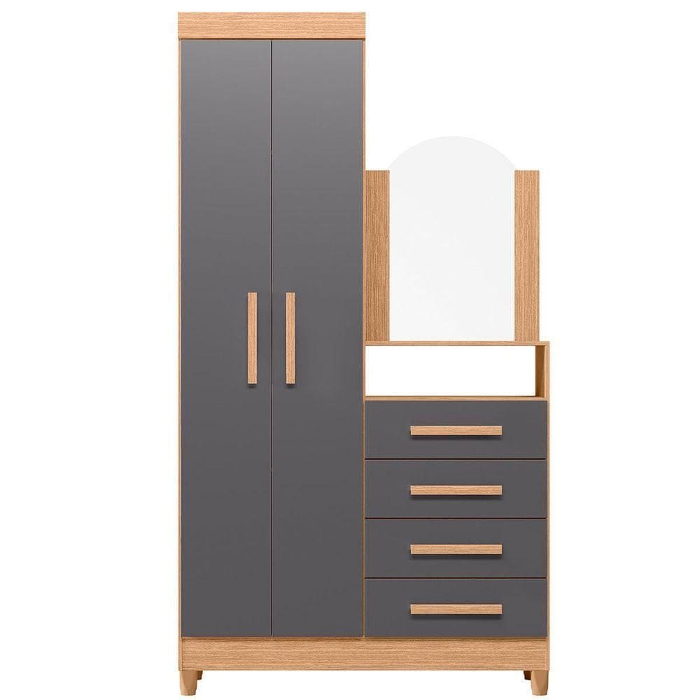 Guarda-roupa Solteiro Com Cômoda Capri 2 Portas Freijó/titanium