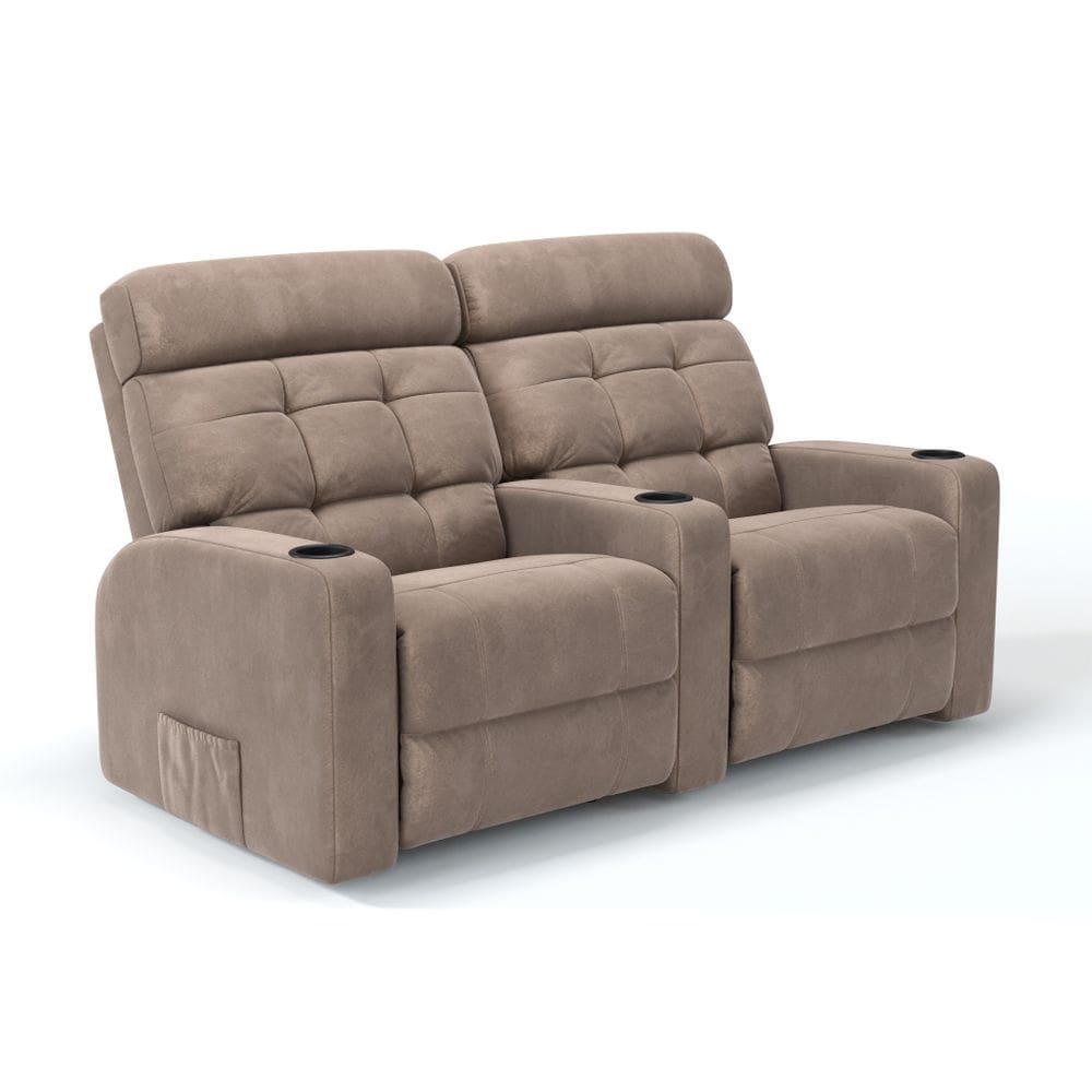 Sofá 2 Lugares Reclinável Manual Linha Cinema Em Tecido Suede