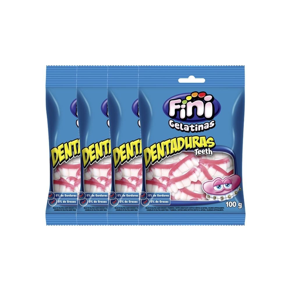 Kit 4 Balas de Gelatina Fini Dentaduras 100g