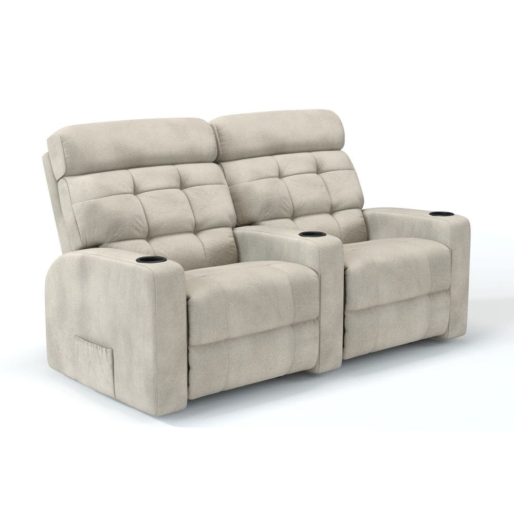 Sofá 2 Lugares Reclinável Manual Linha Cinema Em Tecido Bouclé