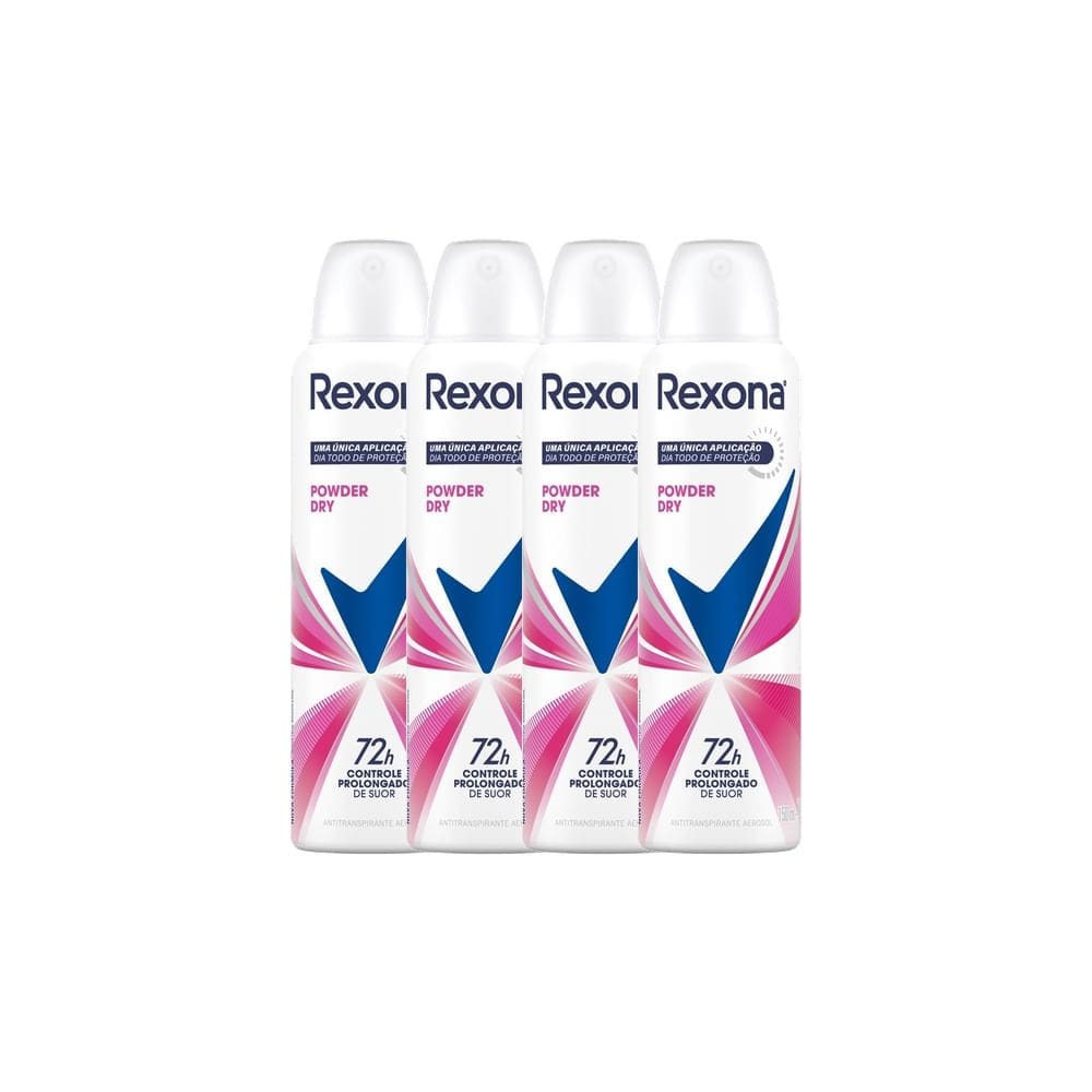Kit 4 Desodorante Antitranspirante Aerosol Feminino Rexona Powder Dry 72 horas 150ml