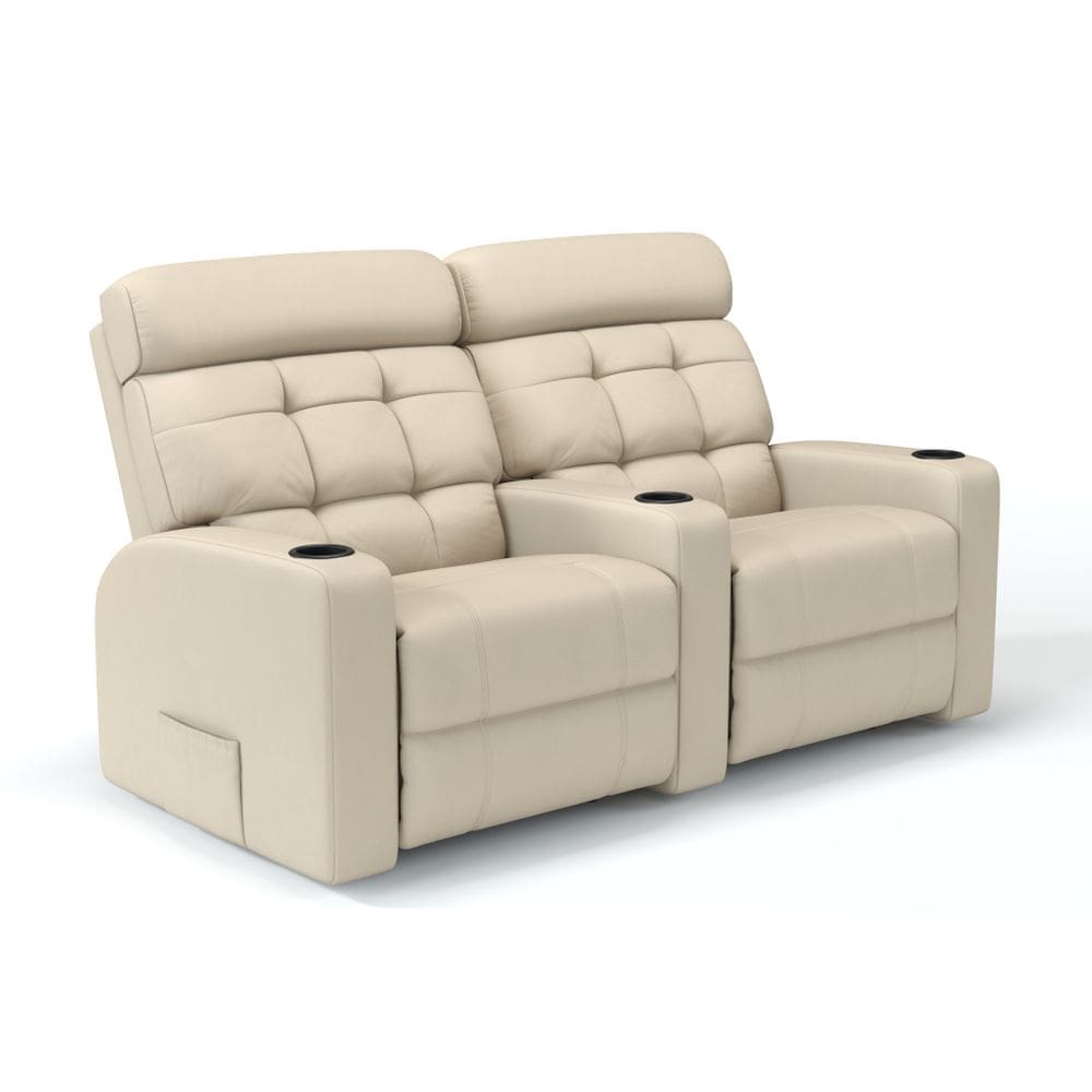 Sofá 2 Lugares Reclinável Manual Em Couro Bovino Cinema