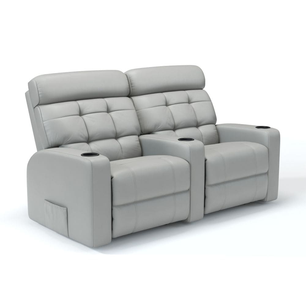 Sofá 2 Lugares Reclinável Manual Em Couro Bovino Cinema